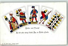 Eichle ist Trumpf Kartenspiel Lithographie / Künstlerkarte