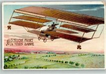 Prägedruck Neujahr Flugapparat Glückwunsch Flugzeug 1910 Gebrauchsspuren