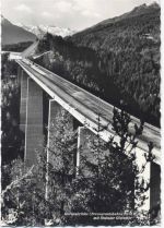 Europabrücke, Autobahn, Tirol mit Stubai Gletscher,Tiroler Kunstverlag AKU2 Bauwerk um 1950/60
