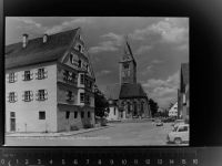 87634 W8953 Obergünzburg GLASNEGATIV Marktplatz m. St- Martins- Kirche
