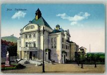 Most Brüx Foto AK Denkmal Stadttheater