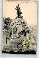 Saragossa Zaragoza Foto AK Denkmal Augustina de Aragon Marke Bildseitig