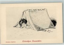 Lebendiges Lesezeichen Kleines Kind mit Buch als Zelt Kaulbach, H. von Künstlerkarte