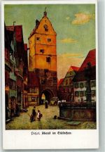 sign. Petzet Abend im Städtchen Postkutsche Verlag Hermann A. Peters Nr. 8 Voigtländer Künstlersteindruck