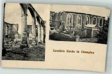 80700 Champien Foto AK WK I zerstörte Kirche