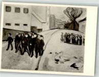 sign. Munch Edvard Dorfstraße m. brennendem Haus Expressionismus Künstlerkarte
