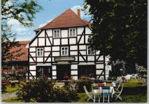 37186 W3413 Moringen - Hotel Stennebergsmühle Baum Tisch Stuhl