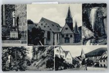 97900 W6987 Uissigheim - Kirche, Siegfried-Quelle, Statue, Oase der Stille