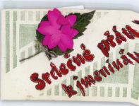 Stoff-AK , Blumen Glitzer