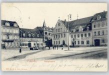 01896 O8514 Pulsnitz - Hauptmarkt, Restaurant Ratskeller, Sparkasse, Hotel grauer Wolf