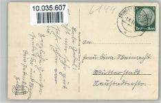 64673 W6144 Zwingenberg , Bergstr 1939 Kupfertiefdruck Kirche mit Turm Melibokus