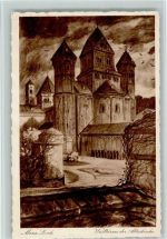 56653 W5471 Maria Laach , Eifel Künstlerkarte Westtürme der Abteikirche