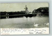 26548 W2982 Norderney 1904 Gebrauchsspuren Napoleon-Schanze Schwäne Windmühle