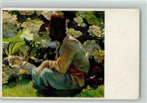 Afrikaner im Garten beim Buch lesen AK Kolonie Buch lesen 1916 Künstlerkarte