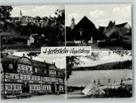 36358 W6422 Herbstein - Teilansicht Alte Stadtmauer Rathaus Fachwerkhaus Schalksbachteiche 4-Bildaufnahme