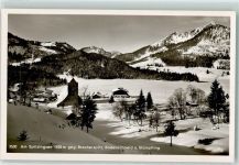 83727 W8162 Spitzingsee - Spitzingsee gegen Brecherspitz Bodenschneid und Stümpfling Winter