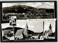 79688 W7862 Hausen im Wiesental Gebrauchsspuren Rückseite mit Abschürfungen und Kleberesten Hebeldenkmal Hebelhaus Kath. Kirche Ev. Kirche