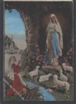 Lourdesgrotte Maria Schafe Rosen Anbetung R-104 Stereokarte