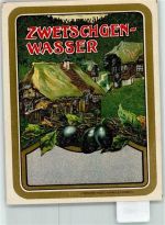 Zwetschgen Wasser Flaschenetikett Lithographie