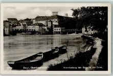 4400 Steyr Foto AK Einmündung in die Enns Boot Brücke