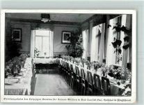 04651 O7232 Bad Lausick Gebrauchsspuren Genesungsheim Speisesaal im Pfingstschmuck