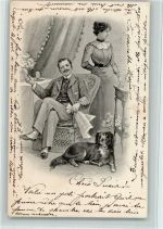 Familienglück mit Hund AK Zigarette 1903