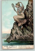 mit einem Handspiegel AK Loreley 1905