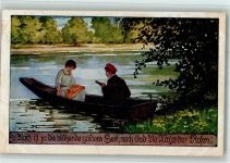 Volksliederkarten Nr. 26 - Liebespaar im Ruderboot AK VDA