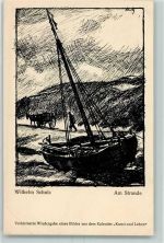 sign. Wilhelm Schulz "Am Strande" Kunst und Leben Künstlerkarte