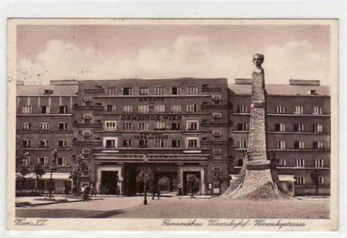 Wien 20. Bezirk / Wien XX. Bezirk. Alte Ak Wien Lassalledenkmal mit Winarskyhof braune KArte 1931 gelaufen und gut erhalten.