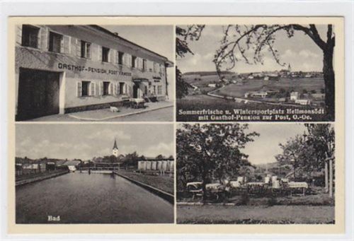 Hellmonsödt. Gasthof - Pension zur Post, eine Totalansicht Bad Garten. Ungelaufen. Gute Erhaltung. PLZ 4202.