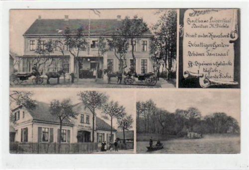 Gasthaus und Forsthaus Louisenthal mit Teichpartie. Feldpost, mit Stempel von 1916 kleiner Knick oben links, sonst gut erhalten.
