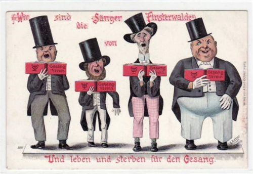 Finsterwalde, Künstlerkarte Sänger von Finterwalde. ungelaufen um 1900 Gute Erhaltung.