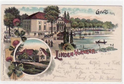 Geithain Geithain, Lithographie mit Linden - Vorwerk gelaufen von 1904 kleiner Knick oben und unten rechts, kleiner Knick unten und in der Mitte links, sonst gut erhalten.