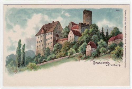 Frohburg Frohburg, Lithographie mit Schloss Gnandstein. ungelaufen um 1900 Top Erhaltung.