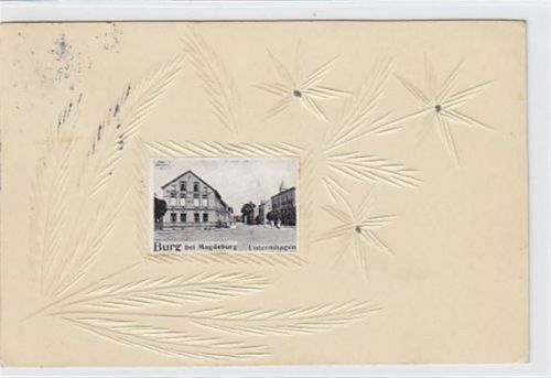 seltene Ritzkarte Burg b. Magdeburg, Untermhagen gelaufen 1912. Leichte Stempelspuren, sonst gut erhalten.