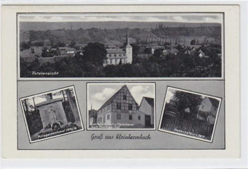 Kleinbrembach. Totalansicht Kriegerdenkmal 1914/18 Gastwirtschaft u. Fleischerei zum Thüringer Hof Gedenkstein v. 1813 ungelaufen Gute Erhaltung.