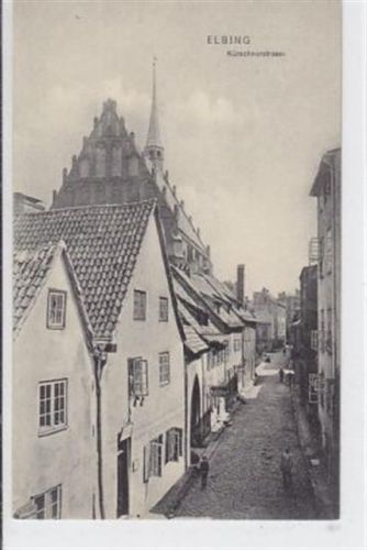 Kürschnerstrasse in Elbing / Elblag ungelaufen Rückseite leicht fleckig, sonst gut erhalten.