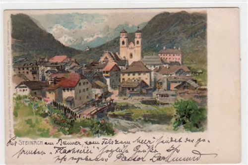 Steinach Steinach am Brenner, Künstlerkarte, K. Camton mit Gesamtansicht gelaufen von ca. 1902 kleiner Knick oben rechts und unten links, sonst gut erhalten