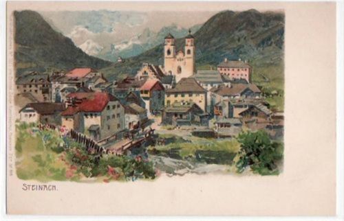 Steinach Steinach am Brenner, Künstlerkarte mit Teilansicht und Kirche. ungelaufen frühe Karte, da Anschriftseite noch ungeteilt. Top Erhaltung.