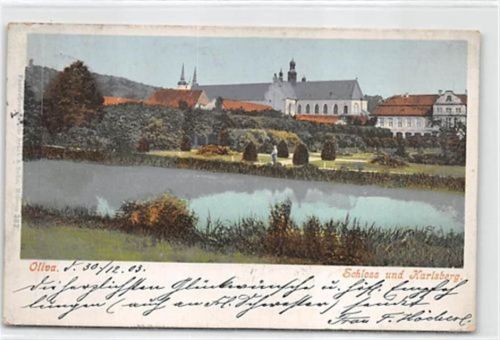 Oliva / Oliwa mit Schloss und Karlsberg gelaufen. Leicht fleckig, sonst gut erhalten