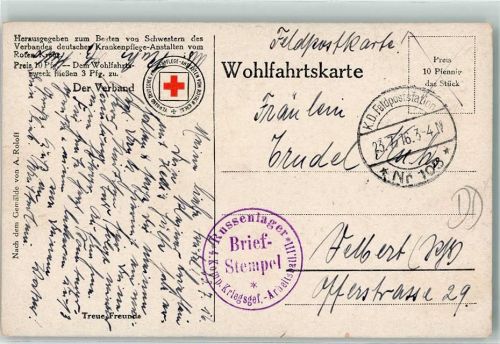1916 Kriegsgefangenenpost Rotes Kreuz Soldaten mit Pferden
