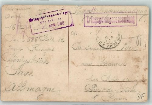 Königsbrück 1918 Kriegsgefangenenpost Four