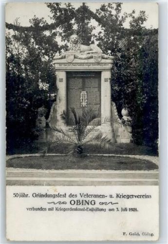 83119 W8201 Obing - 50-jähriges Gründungsfest des Veteranen- uund Kriegsvereins, Kriegerdenkmal, Enthüllung 1921