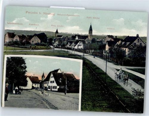 90537 W8501 Feucht - Bahnhof-Hauptstraße, Kirche, Schloß, Forsthaus, Industrieschule