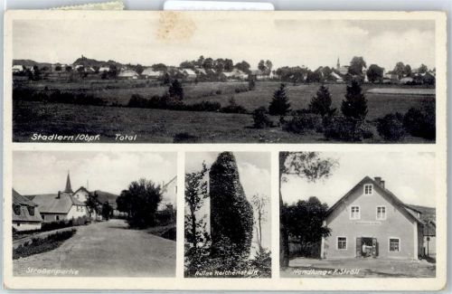 92549 W8471 Stadlern , Oberpf - Straßenpartie, Ruine Reichenstein, Geschäft Handlung F. Ströll