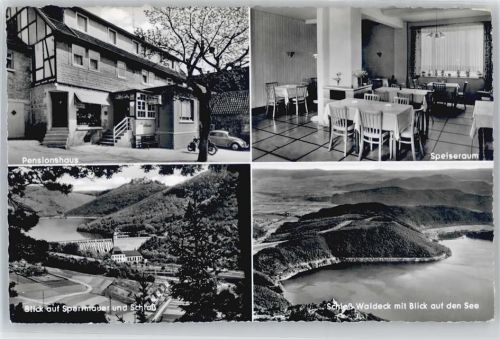 Marienhagen Gasthaus, Pension Wettlaufer, Schloß Waldeck, Blick auf See, Sperrmauer