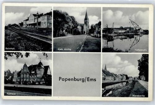 26871 W2990 Papenburg - Bahnhof, KIrche, Hafen, Rathaus, Kanalpartie