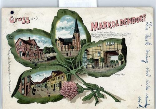 37586 W3354 Markoldendorf - Bahnhof, St. Martinskirche, Altes Tor, Straßenpartie