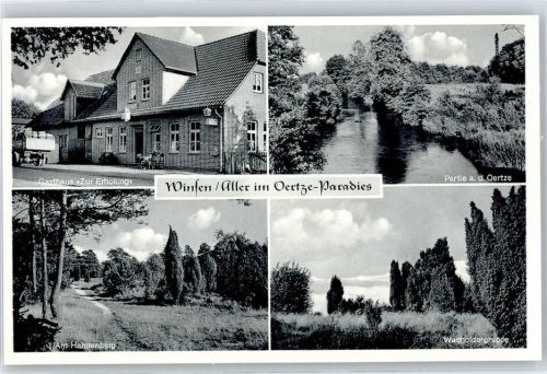 Winsen Gasthaus Zur Erholung, Partie an der Oertze, Am Hahnenberg, Wacholdergruppe